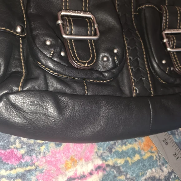 Tignanello Black Leather Bag with Buckle Details - Picture 3 of 5